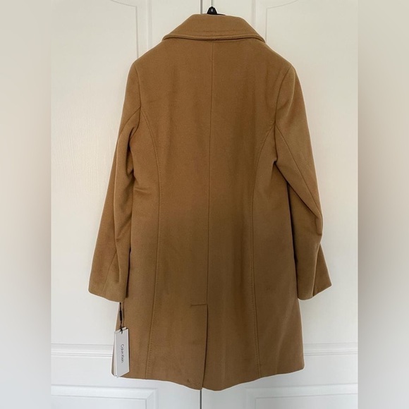 NWT Calvin Klein Classic Single Breasted Wool Cashmere Coat in Camel - Picture 8 of 15